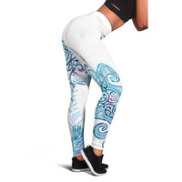 Aotearoa Maori Koru Curves Leggings Aqua Paua Shell LT7 - Polynesian Pride