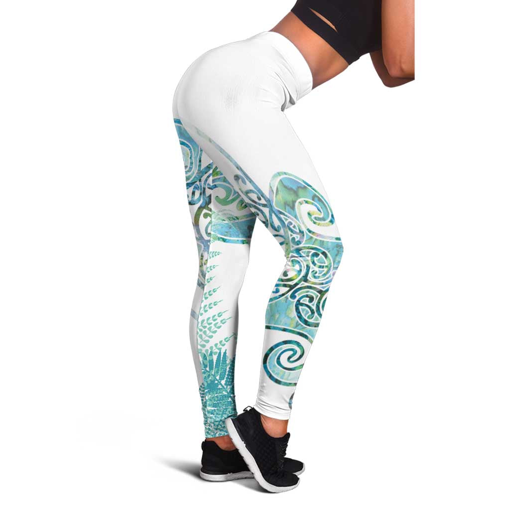 Aotearoa Maori Koru Curves Leggings Mossy Paua Shell LT7 - Polynesian Pride