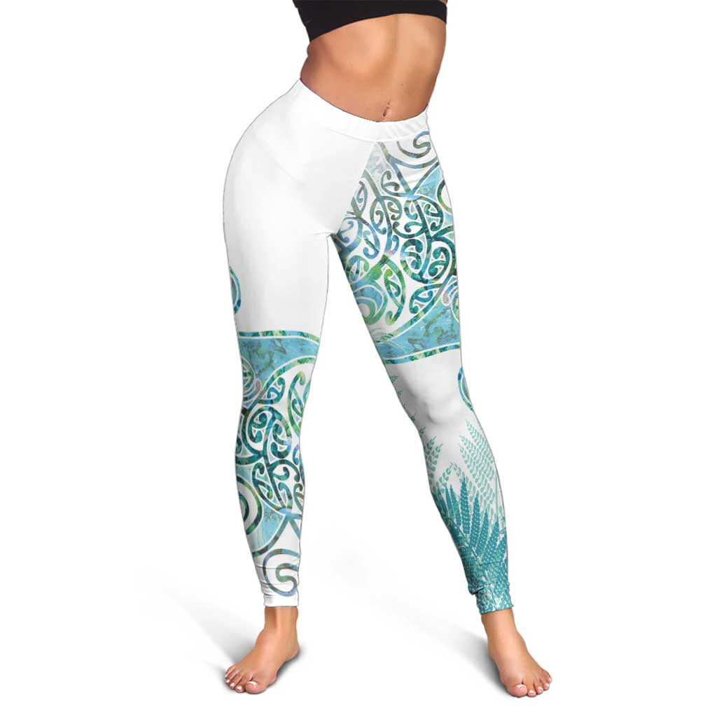 Aotearoa Maori Koru Curves Leggings Mossy Paua Shell LT7 - Polynesian Pride