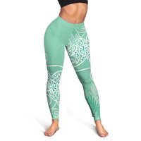 Aotearoa Maori Koru Curves Leggings Silver Ferns - Mint