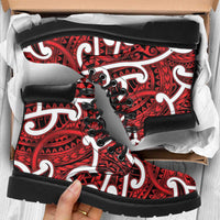 Aotearoa Maori Kowhaiwhai All Season Boots Whero Puhoro and Patiki LT9 Red - Polynesian Pride