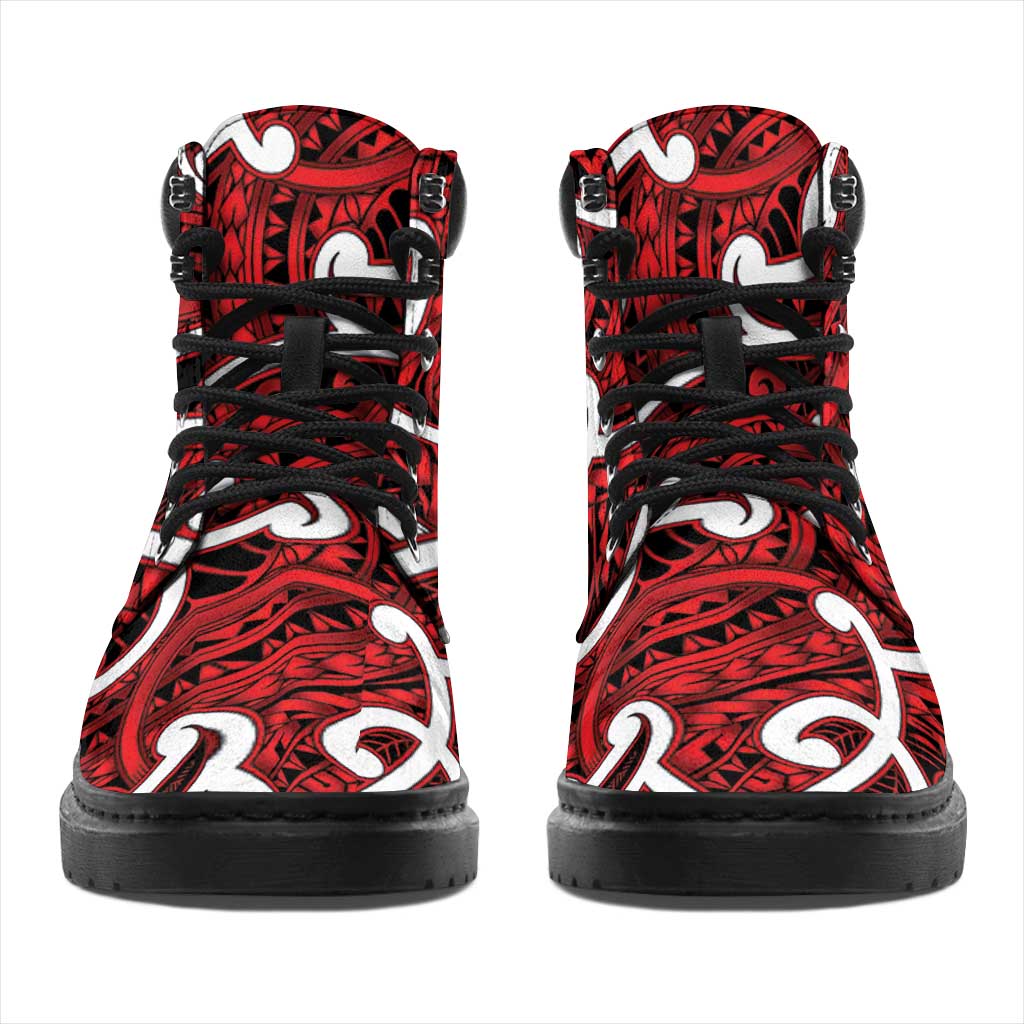 Aotearoa Maori Kowhaiwhai All Season Boots Whero Puhoro and Patiki LT9 - Polynesian Pride