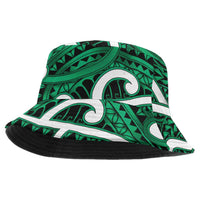 Aotearoa Maori Kowhaiwhai Bucket Hat Kakariki Puhoro and Patiki LT9 One Size Green - Polynesian Pride