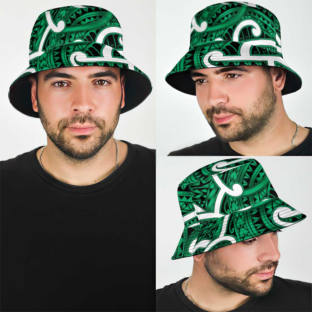 Aotearoa Maori Kowhaiwhai Bucket Hat Kakariki Puhoro and Patiki LT9 - Polynesian Pride