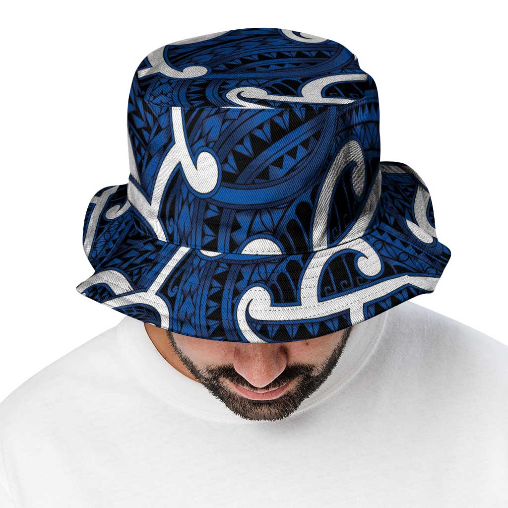 Aotearoa Maori Kowhaiwhai Bucket Hat Kikorangi Puhoro and Patiki LT9 - Polynesian Pride