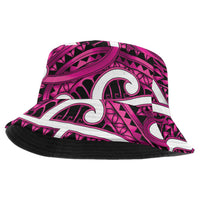 Aotearoa Maori Kowhaiwhai Bucket Hat Mawhero Puhoro and Patiki LT9 One Size Pink - Polynesian Pride