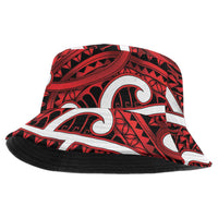 Aotearoa Maori Kowhaiwhai Bucket Hat Whero Puhoro and Patiki LT9 One Size Red - Polynesian Pride