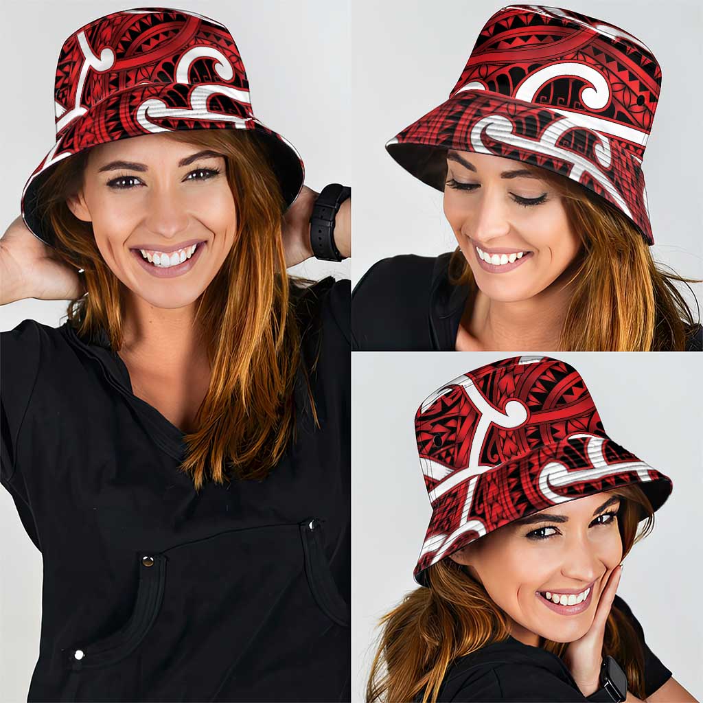 Aotearoa Maori Kowhaiwhai Bucket Hat Whero Puhoro and Patiki LT9 - Polynesian Pride