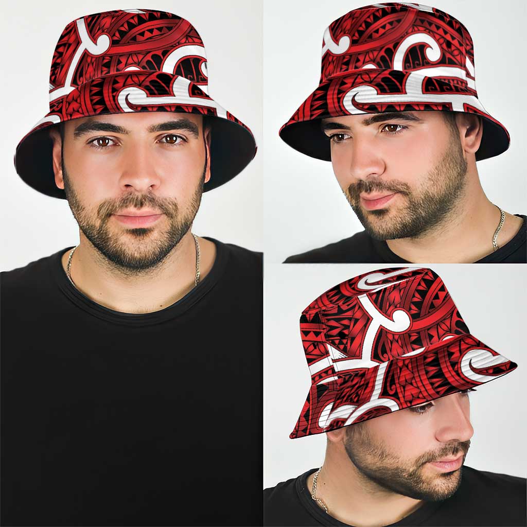 Aotearoa Maori Kowhaiwhai Bucket Hat Whero Puhoro and Patiki LT9 - Polynesian Pride