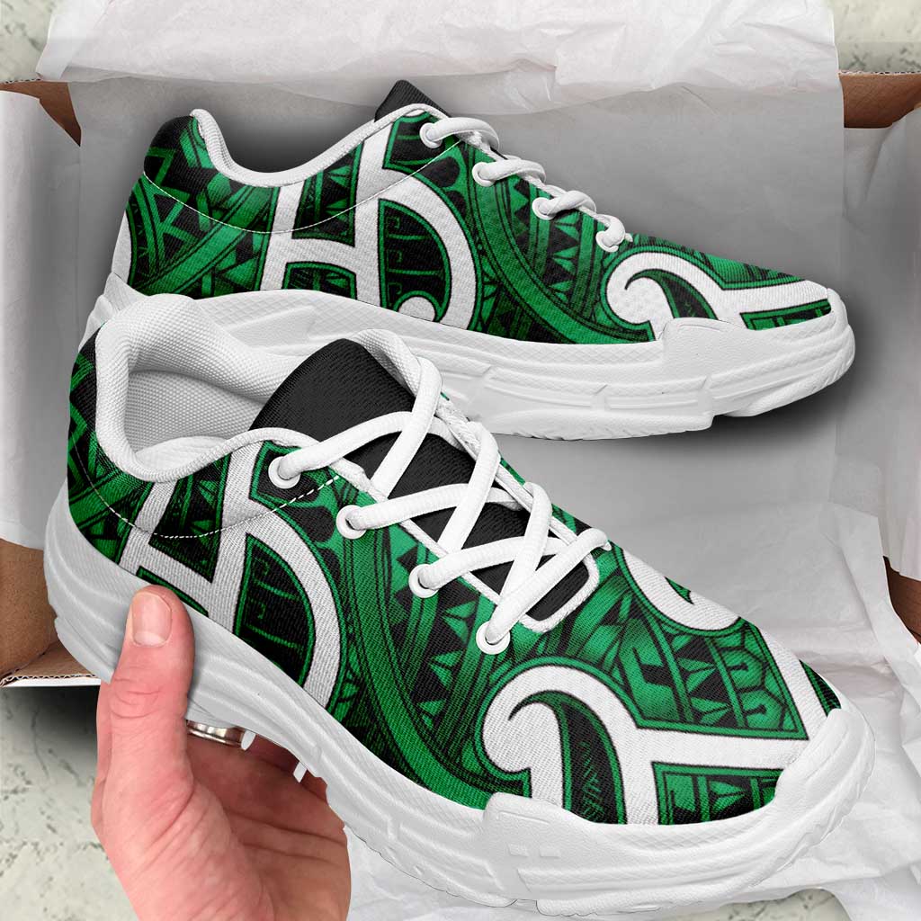 Aotearoa Maori Kowhaiwhai Chunky Sneakers Kakariki Puhoro and Patiki LT9 - Polynesian Pride