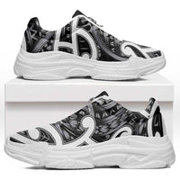 Aotearoa Maori Kowhaiwhai Chunky Sneakers Kiwikiwi Puhoro and Patiki LT9 Grey - Polynesian Pride