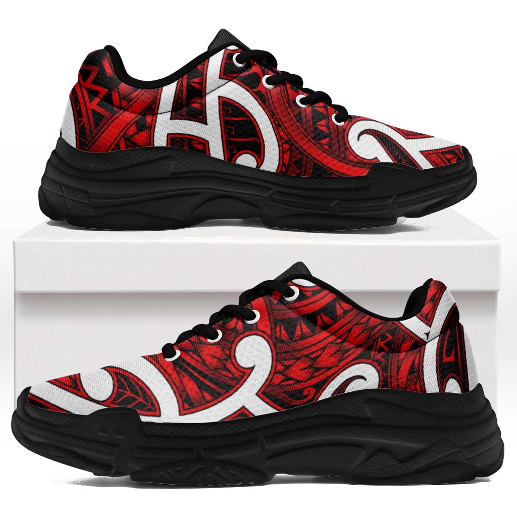 Aotearoa Maori Kowhaiwhai Chunky Sneakers Whero Puhoro and Patiki LT9 Red - Polynesian Pride