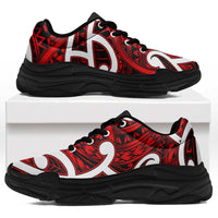 Aotearoa Maori Kowhaiwhai Chunky Sneakers Whero Puhoro and Patiki LT9 Red - Polynesian Pride