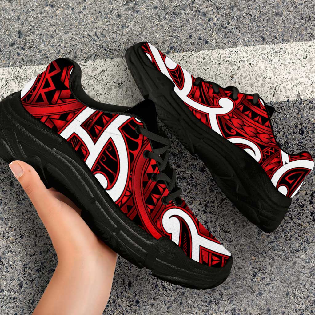 Aotearoa Maori Kowhaiwhai Chunky Sneakers Whero Puhoro and Patiki LT9 - Polynesian Pride