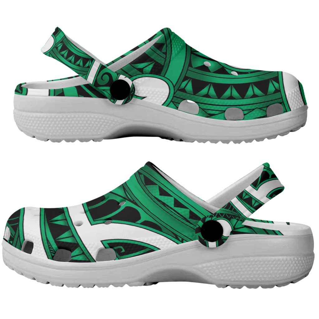 Aotearoa Maori Kowhaiwhai Clogs Shoes Kakariki Puhoro and Patiki LT9 - Polynesian Pride