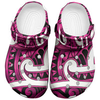 Aotearoa Maori Kowhaiwhai Clogs Shoes Mawhero Puhoro and Patiki LT9 Pink - Polynesian Pride