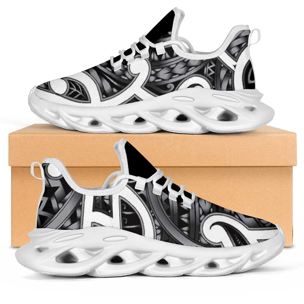 Aotearoa Maori Kowhaiwhai Clunky Sneakers Kiwikiwi Puhoro and Patiki LT9 Grey - Polynesian Pride