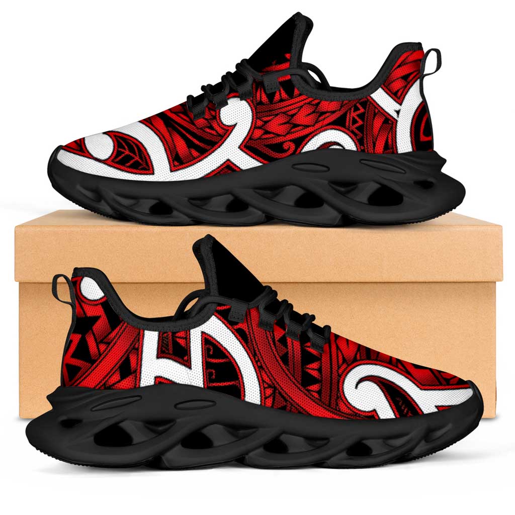 Aotearoa Maori Kowhaiwhai Clunky Sneakers Whero Puhoro and Patiki LT9 Red - Polynesian Pride