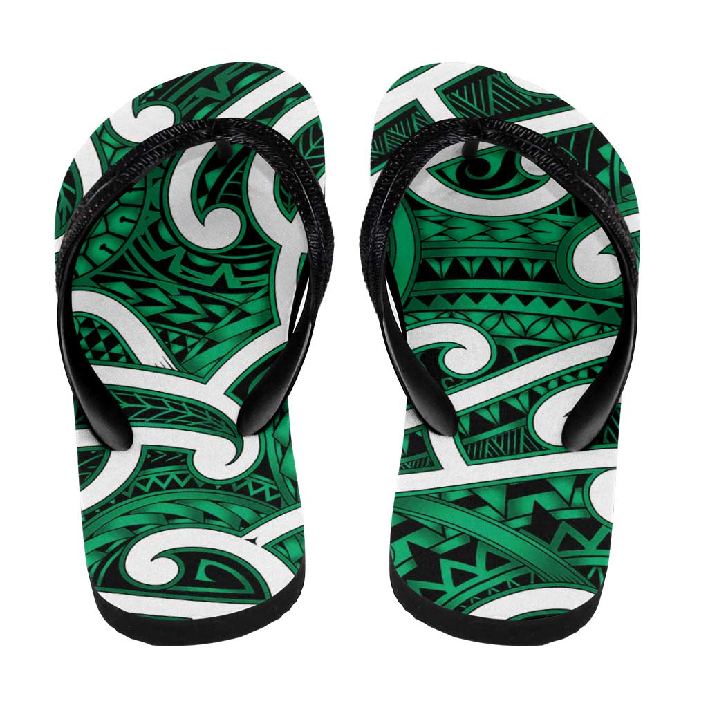 Aotearoa Maori Kowhaiwhai Flip Flops Kakariki Puhoro and Patiki LT9 - Polynesian Pride
