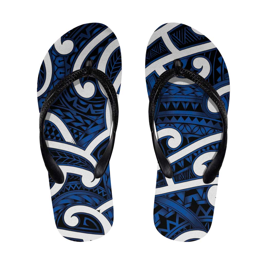 Aotearoa Maori Kowhaiwhai Flip Flops Kikorangi Puhoro and Patiki LT9 Blue - Polynesian Pride