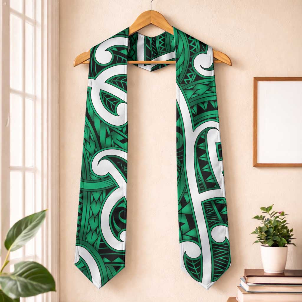 Aotearoa Maori Kowhaiwhai Graduation Stole Kakariki Puhoro and Patiki LT9 One Size Green - Polynesian Pride