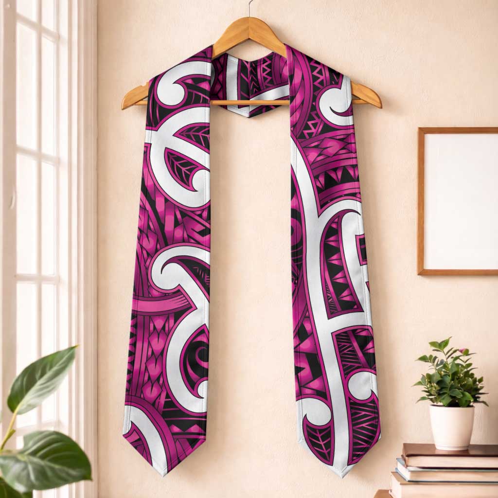 Aotearoa Maori Kowhaiwhai Graduation Stole Mawhero Puhoro and Patiki LT9 One Size Pink - Polynesian Pride