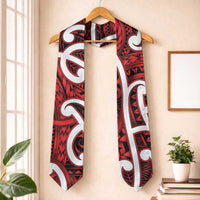 Aotearoa Maori Kowhaiwhai Graduation Stole Whero Puhoro and Patiki LT9 One Size Red - Polynesian Pride