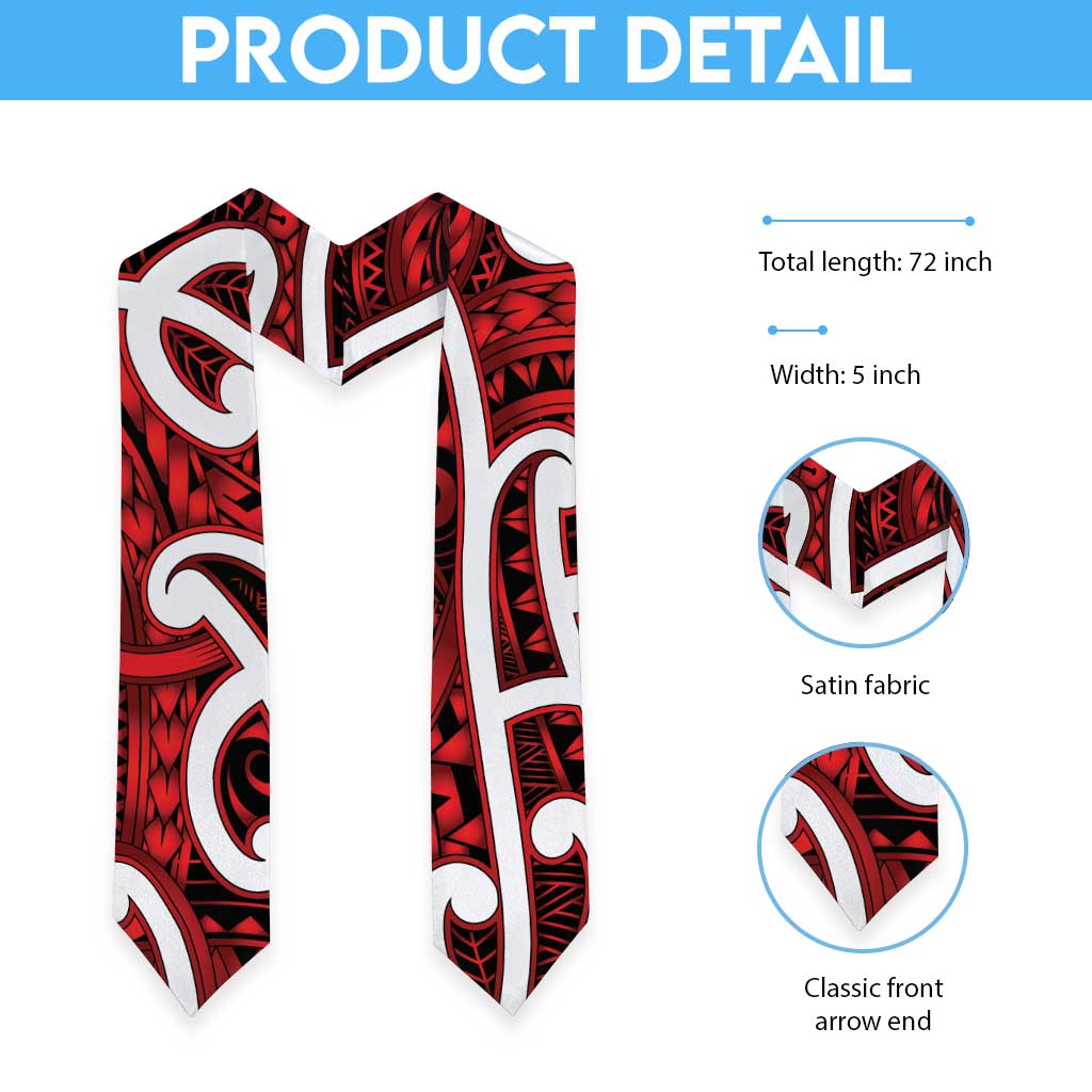 Aotearoa Maori Kowhaiwhai Graduation Stole Whero Puhoro and Patiki LT9 - Polynesian Pride