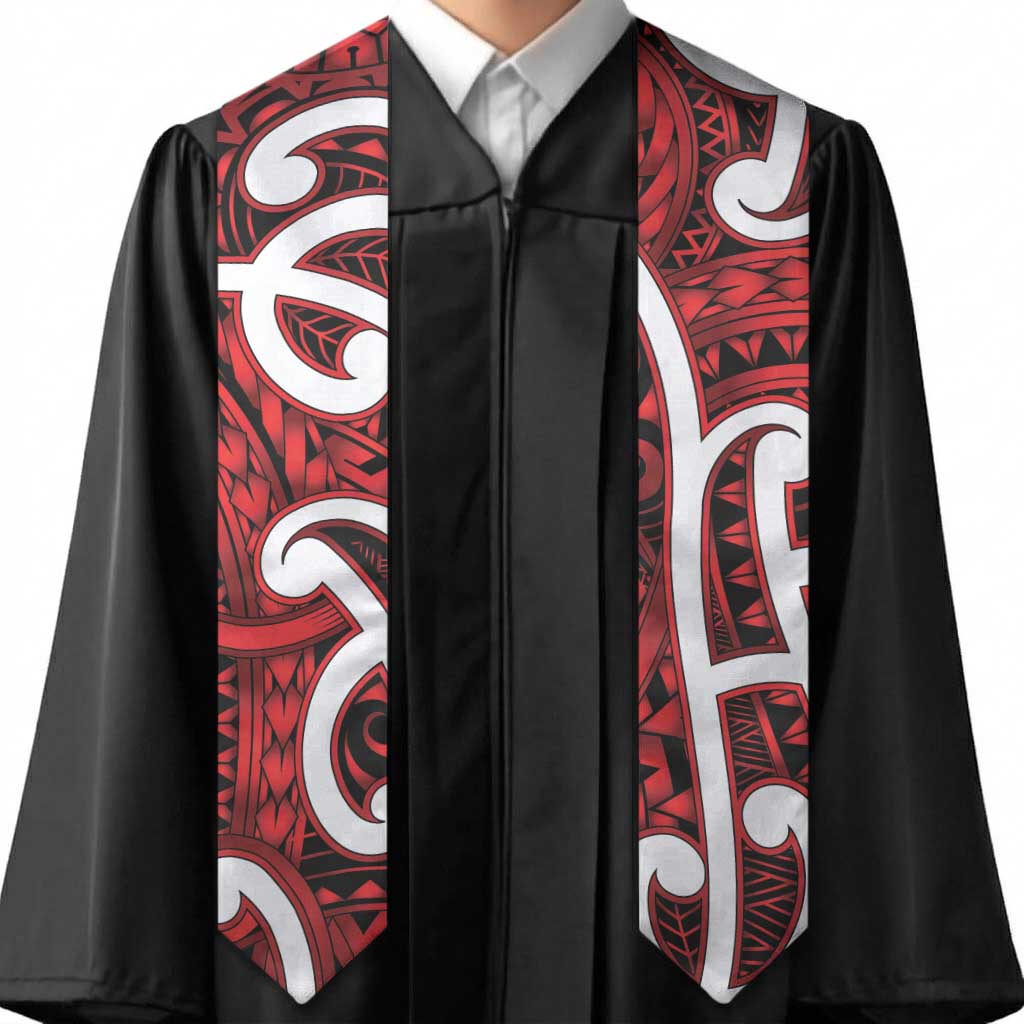 Aotearoa Maori Kowhaiwhai Graduation Stole Whero Puhoro and Patiki LT9 - Polynesian Pride
