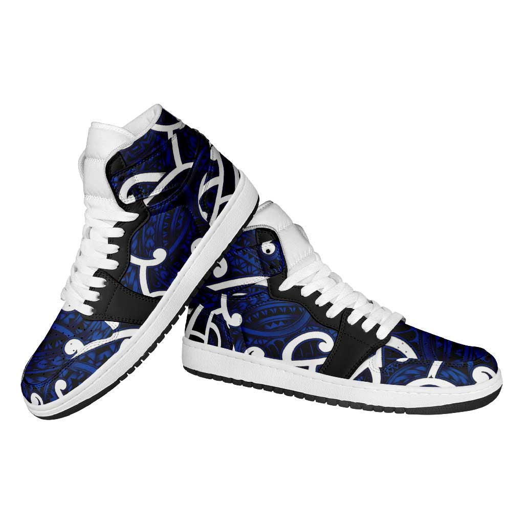 Aotearoa Maori Kowhaiwhai High Sneakers AJ1 Kikorangi Puhoro and Patiki LT9 - Polynesian Pride