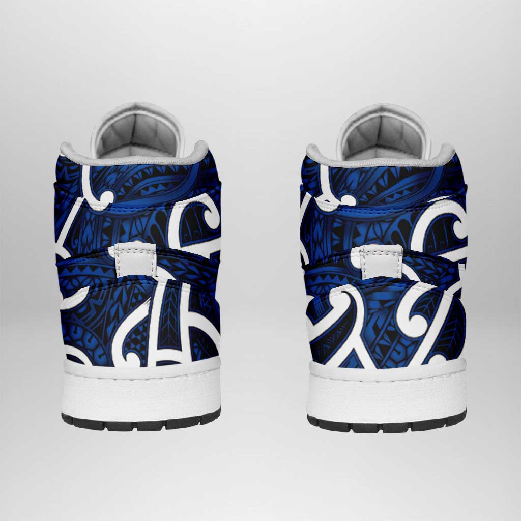 Aotearoa Maori Kowhaiwhai High Sneakers AJ1 Kikorangi Puhoro and Patiki LT9 - Polynesian Pride