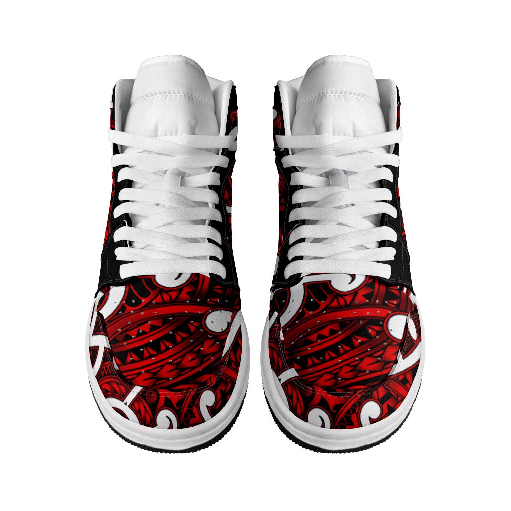 Aotearoa Maori Kowhaiwhai High Sneakers AJ1 Whero Puhoro and Patiki LT9 - Polynesian Pride