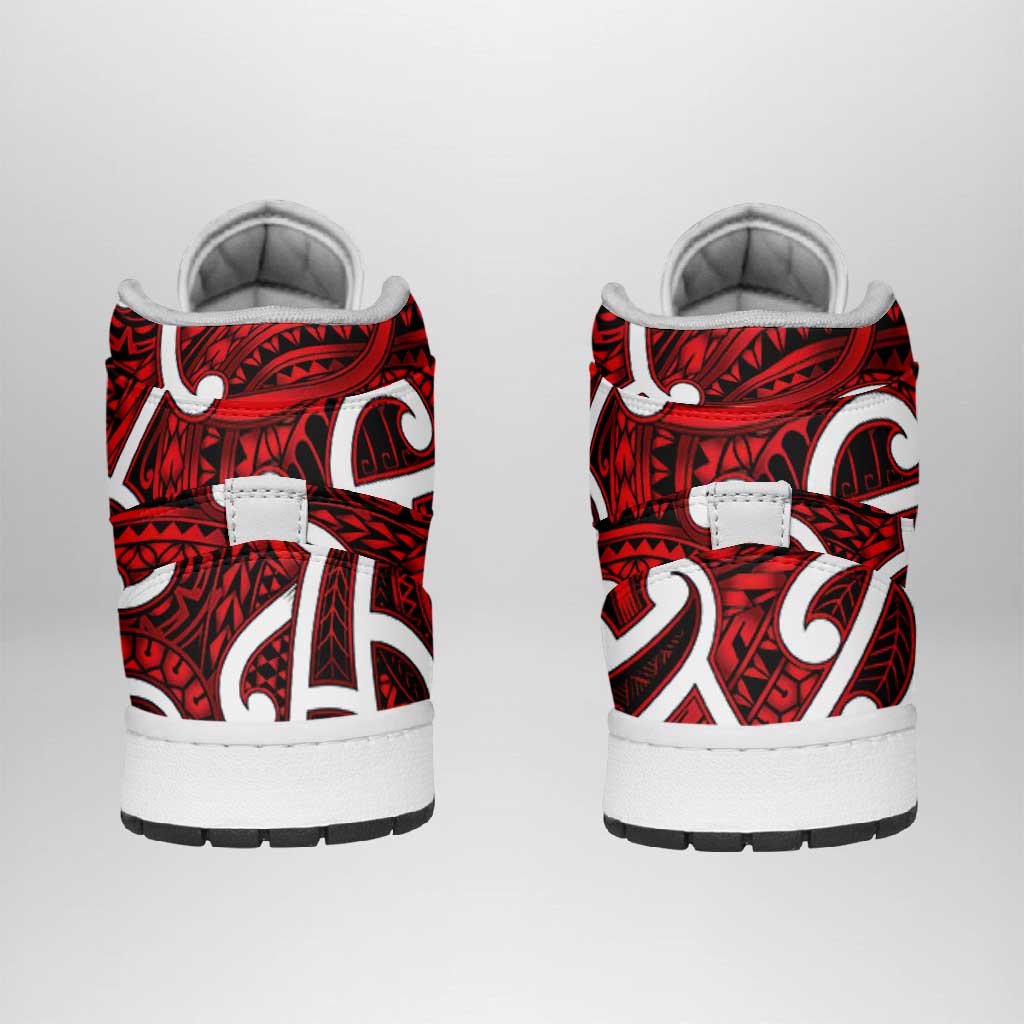 Aotearoa Maori Kowhaiwhai High Sneakers AJ1 Whero Puhoro and Patiki LT9 - Polynesian Pride