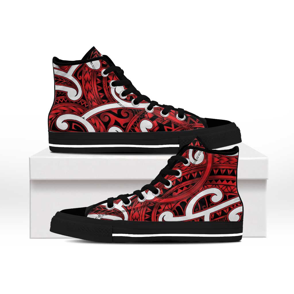 Aotearoa Maori Kowhaiwhai High Top Shoes Whero Puhoro and Patiki LT9 - Polynesian Pride