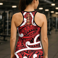 Aotearoa Maori Kowhaiwhai Hollow Tank Top Whero Puhoro and Patiki LT9 - Polynesian Pride