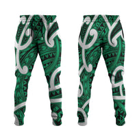 Aotearoa Maori Kowhaiwhai Jogger Pants Kakariki Puhoro and Patiki LT9 Green - Polynesian Pride