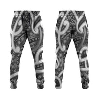 Aotearoa Maori Kowhaiwhai Jogger Pants Kiwikiwi Puhoro and Patiki LT9 Grey - Polynesian Pride