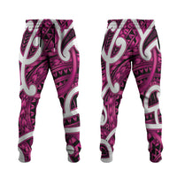 Aotearoa Maori Kowhaiwhai Jogger Pants Mawhero Puhoro and Patiki LT9 Pink - Polynesian Pride