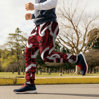 Aotearoa Maori Kowhaiwhai Jogger Pants Whero Puhoro and Patiki LT9 - Polynesian Pride