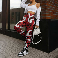 Aotearoa Maori Kowhaiwhai Jogger Pants Whero Puhoro and Patiki LT9 - Polynesian Pride