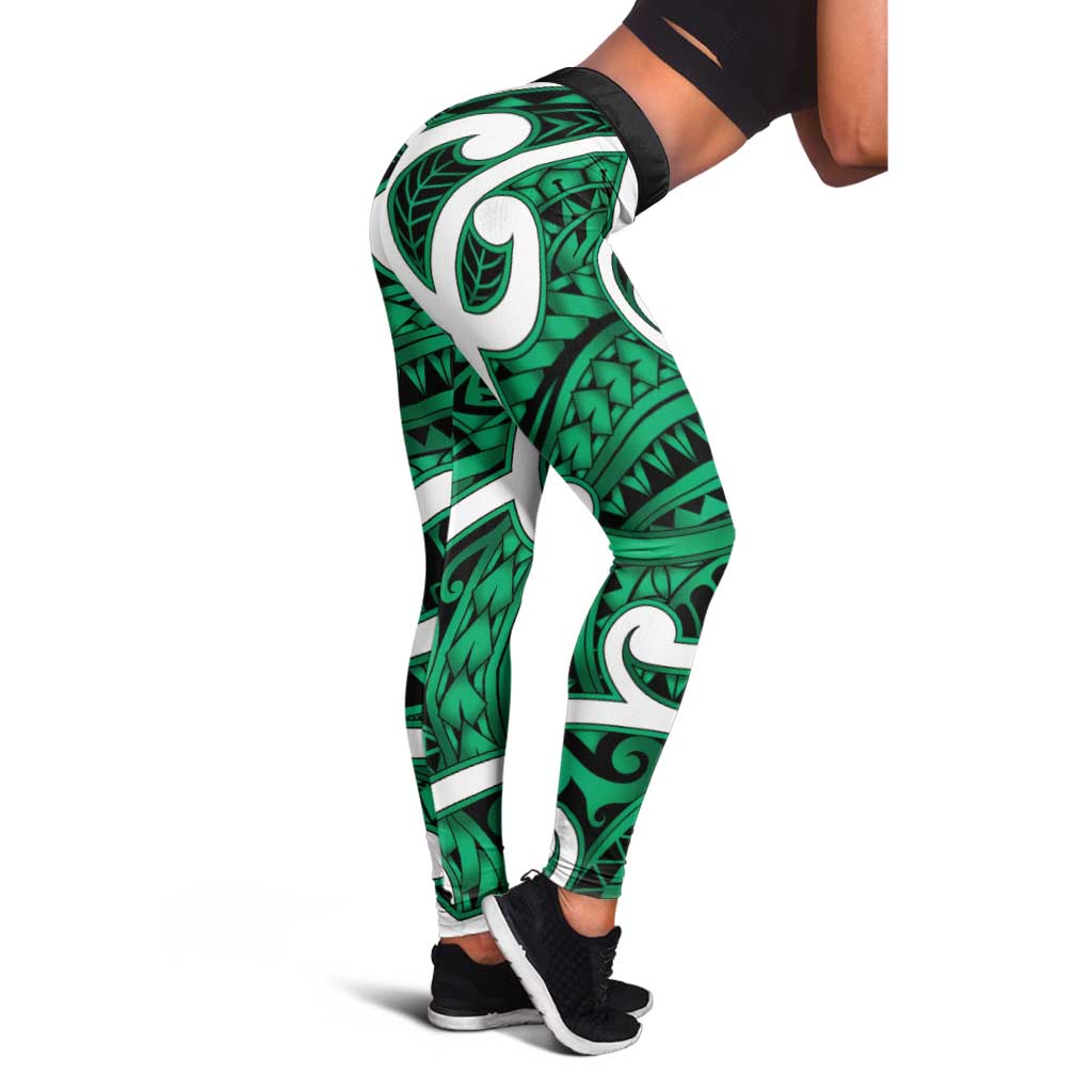 Aotearoa Maori Kowhaiwhai Leggings Kakariki Puhoro and Patiki LT9 - Polynesian Pride