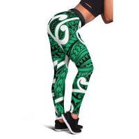 Aotearoa Maori Kowhaiwhai Leggings Kakariki Puhoro and Patiki LT9 - Polynesian Pride