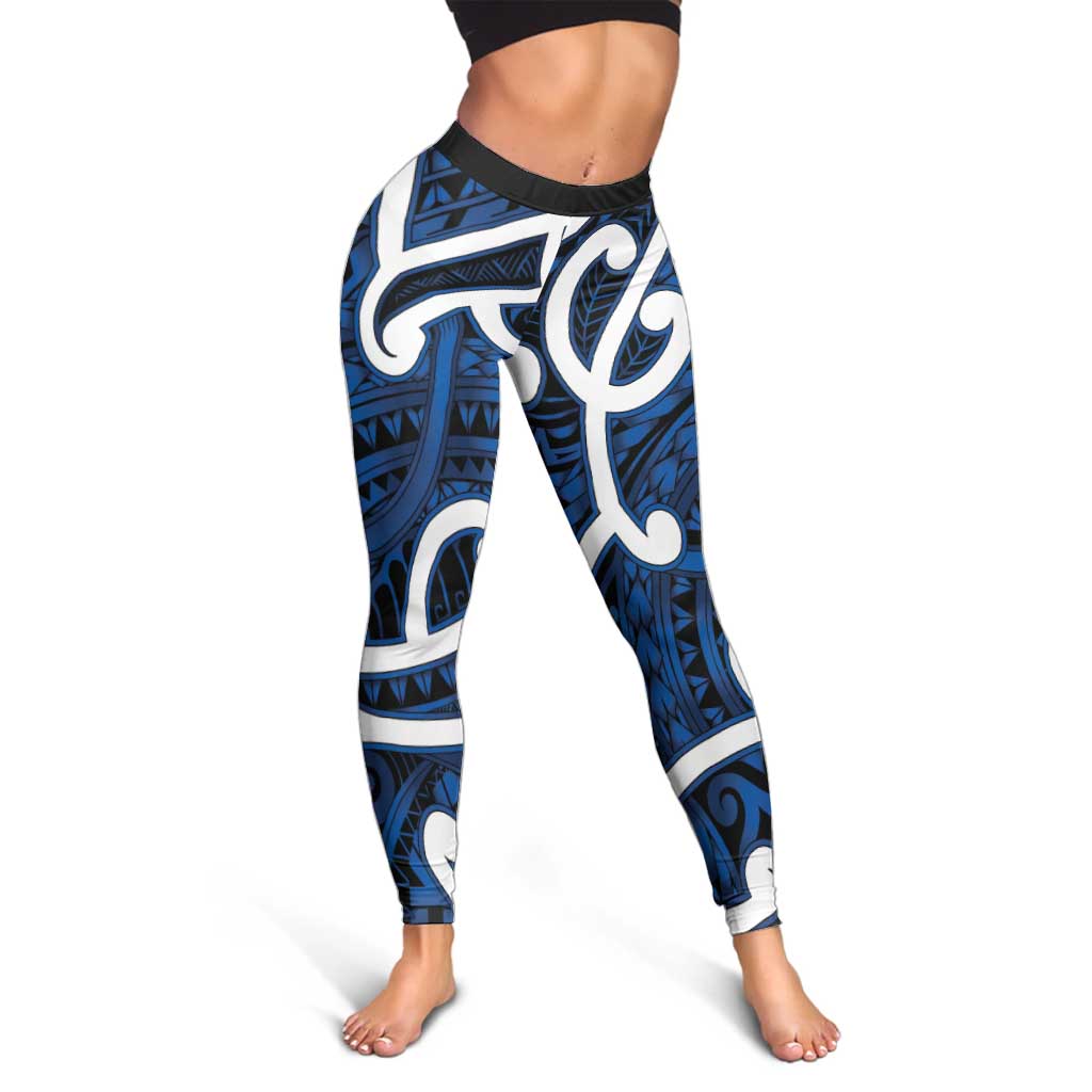 Aotearoa Maori Kowhaiwhai Leggings Kikorangi Puhoro and Patiki LT9 - Polynesian Pride
