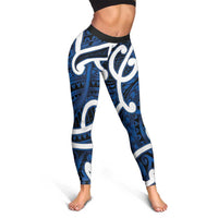 Aotearoa Maori Kowhaiwhai Leggings Kikorangi Puhoro and Patiki LT9 - Polynesian Pride