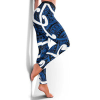 Aotearoa Maori Kowhaiwhai Leggings Kikorangi Puhoro and Patiki LT9 - Polynesian Pride