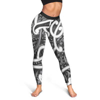 Aotearoa Maori Kowhaiwhai Leggings Kiwikiwi Puhoro and Patiki LT9 - Polynesian Pride