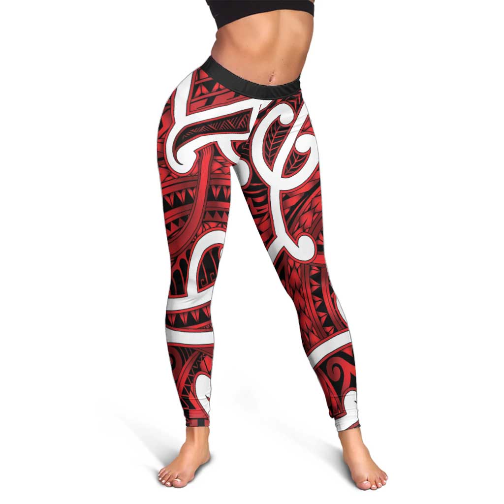 Aotearoa Maori Kowhaiwhai Leggings Whero Puhoro and Patiki LT9 - Polynesian Pride