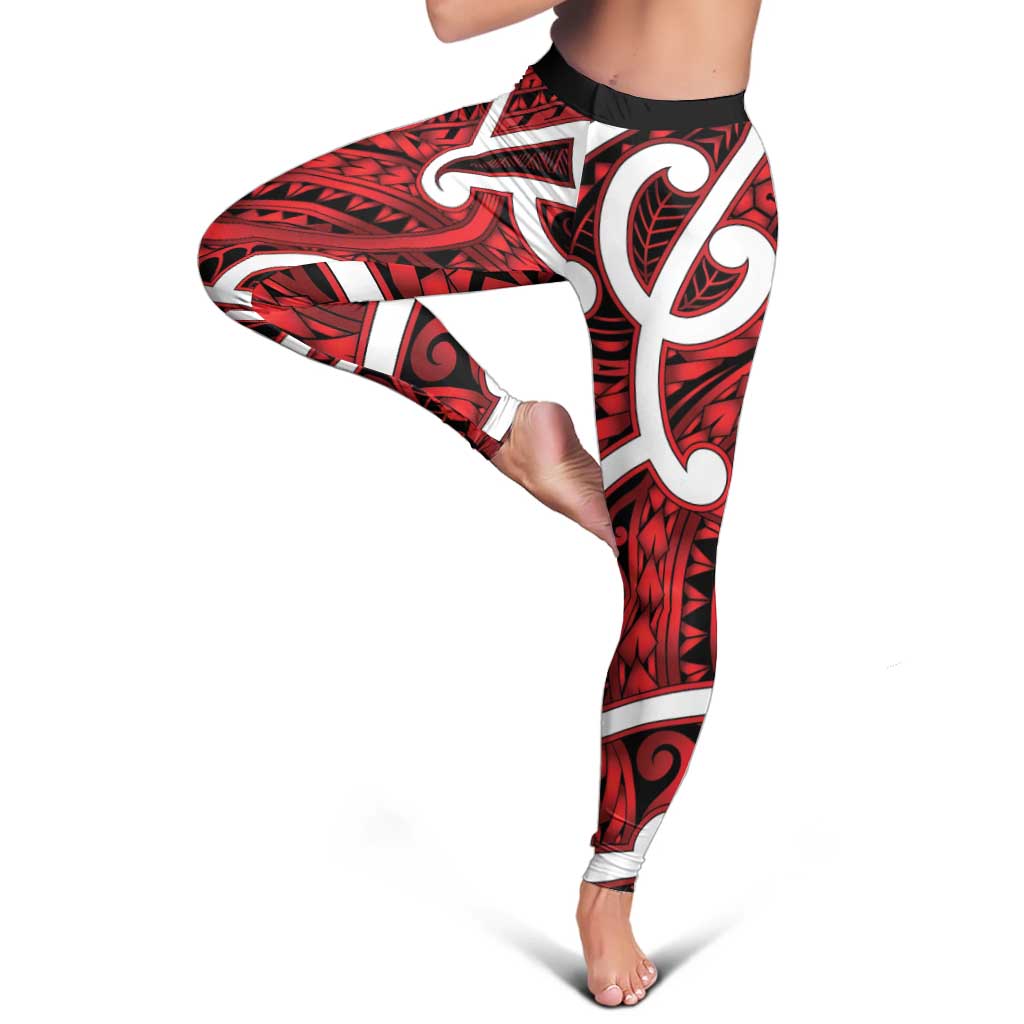 Aotearoa Maori Kowhaiwhai Leggings Whero Puhoro and Patiki LT9 - Polynesian Pride