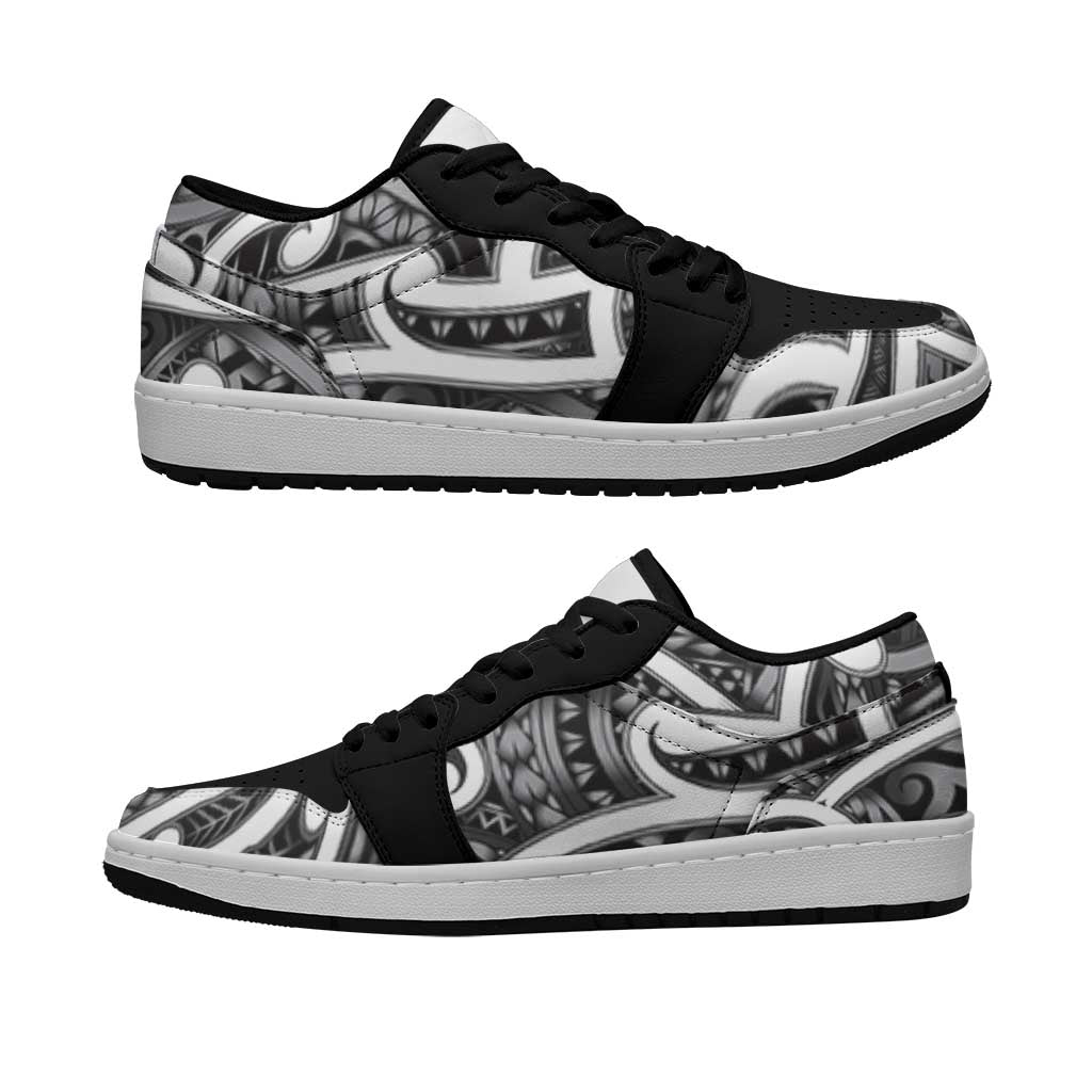 Aotearoa Maori Kowhaiwhai Low Sneakers Kiwikiwi Puhoro and Patiki LT9 Grey - Polynesian Pride