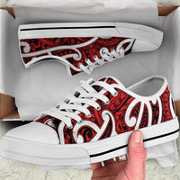 Aotearoa Maori Kowhaiwhai Low Top Shoes Whero Puhoro and Patiki LT9 Red - Polynesian Pride